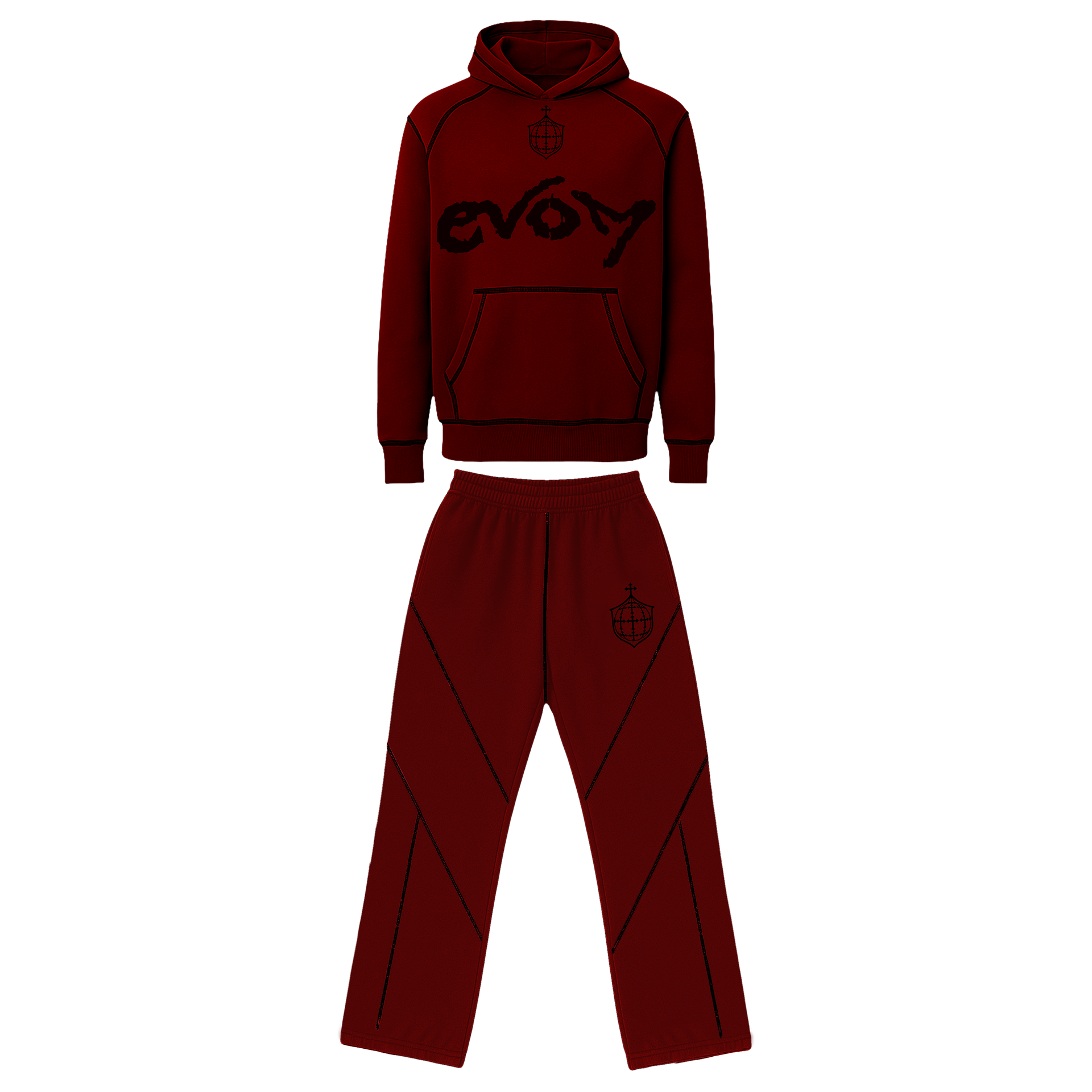 Kit Blusa + Calça Moletom EVOM Vinho - Veigh Merch Oficial