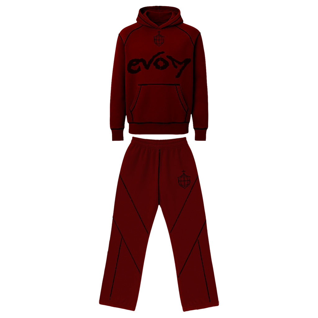Kit Blusa + Calça Moletom EVOM Vinho - Veigh Merch Oficial